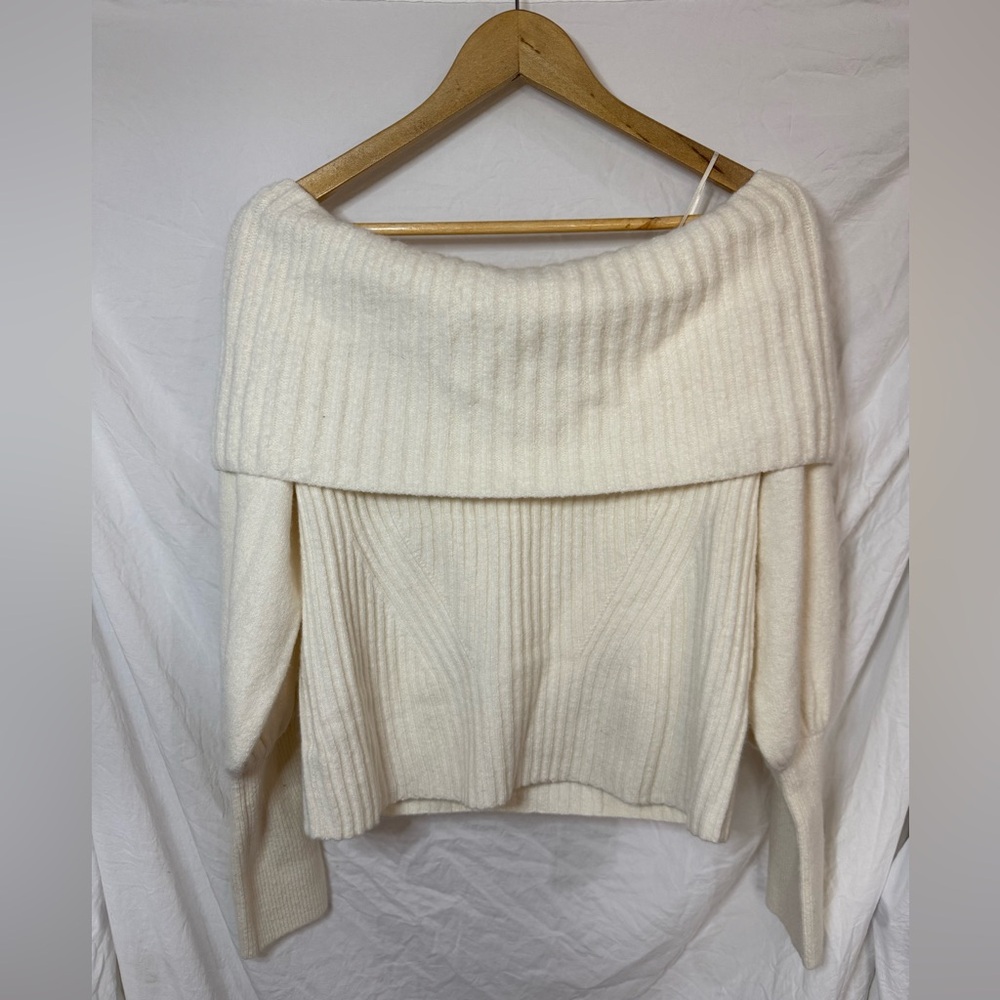 Anthropologie Off-Shoulder Cream Sweater